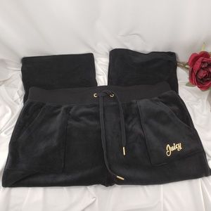Juicy Couture Boot Cut Black Velour Pants NWT